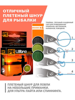 Плетеный шнур для рыбалки PE ULTRA LIGHT Black 0,04mm 135m