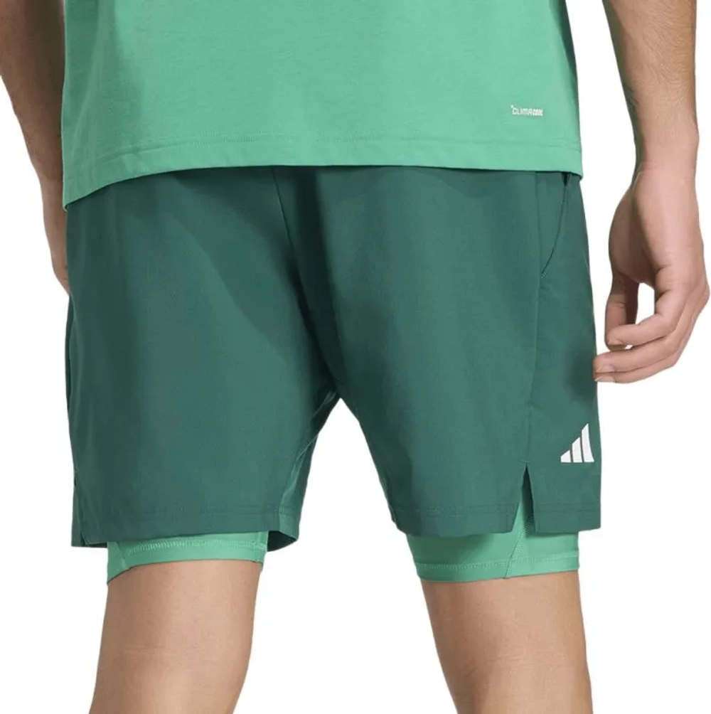 Мужские теннисные шорты Adidas Club 2in1 - collegiate green/semi court green