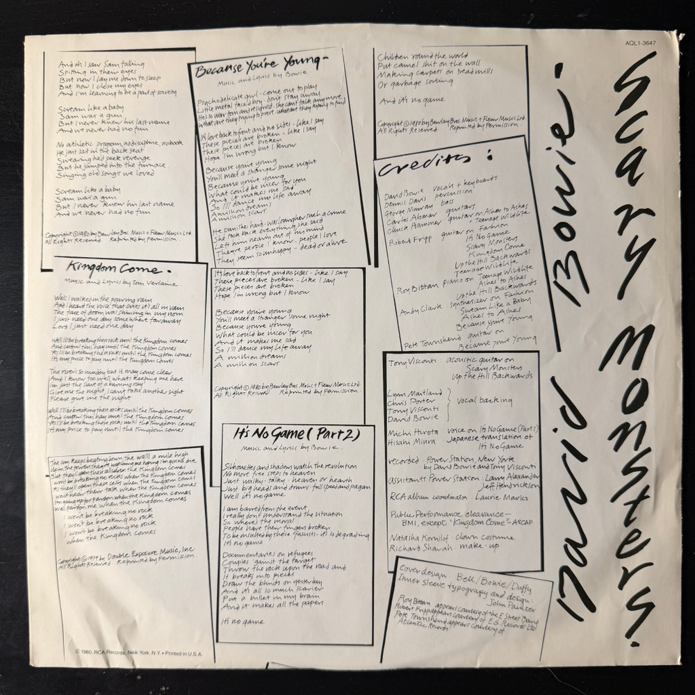 David Bowie ‎– Scary Monsters (США 1980г.)