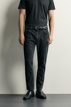 ZARA БАЗОВЫЕ ДЖИНСЫ SLIM FIT, УГОЛЬНЫЙ
