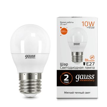 Лампа Gauss LED Elementary Globe 10W E27 3000K 53210