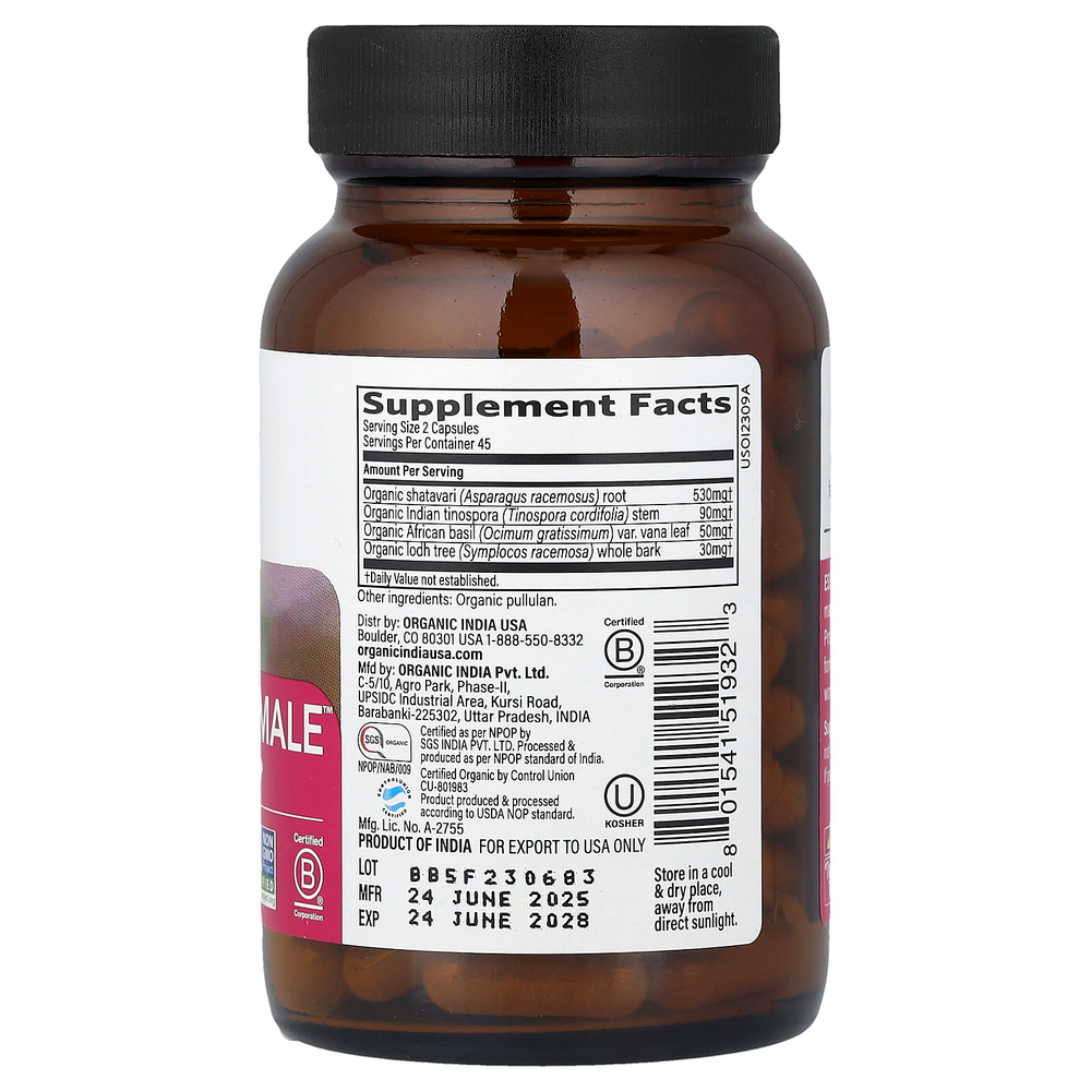 Organic India, Essential Women™, гормональный баланс, 90 растительных капсул