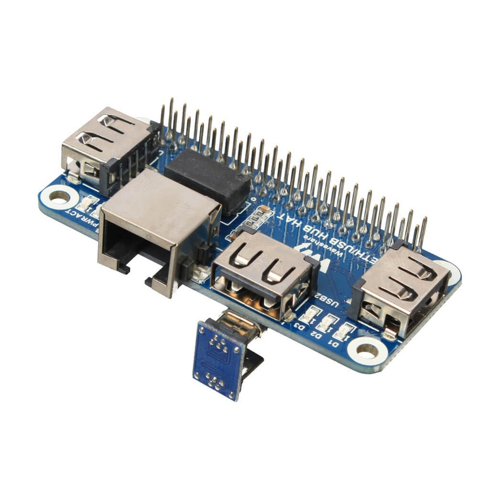 Плата расширения Ethernet / USB HUB HAT for Raspberry Pi, 1×RJ45, 3×USB