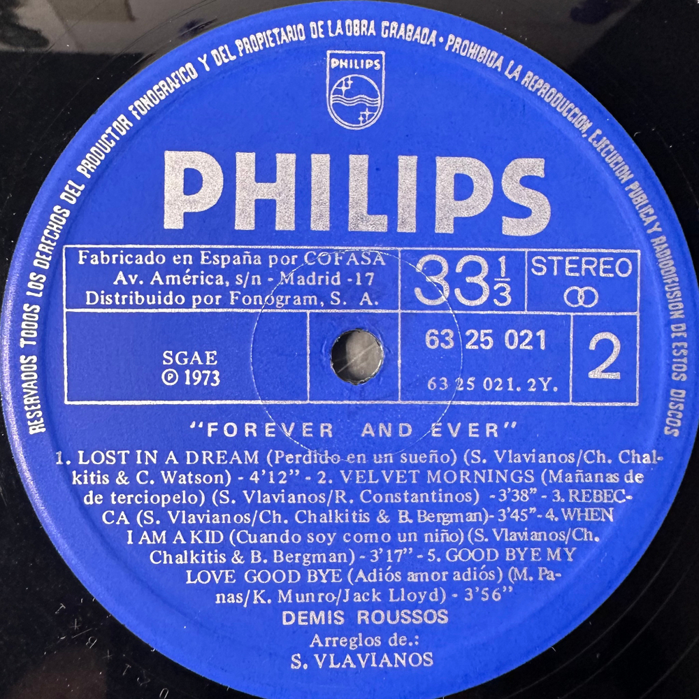 Demis Roussos ‎– Forever And Ever (Испания 1973г.)