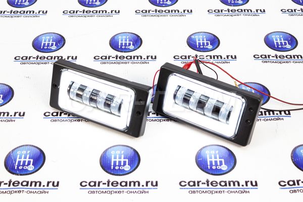 Противотуманные фары (ПТФ) "Севием" 4 диода LED + ДХО на ВАЗ 2113-14-15, 2110-11-12, металлич. корпус