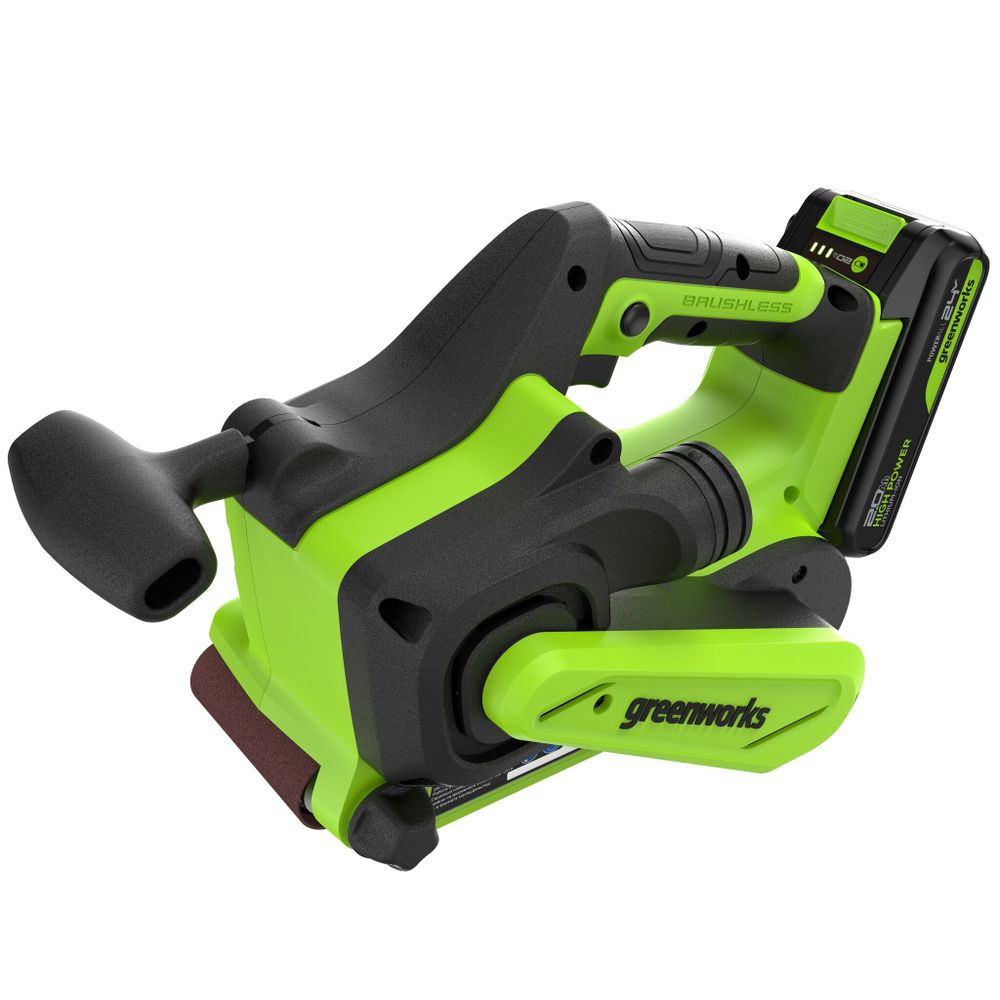 Ленточная шлифовальная машина акк. Greenworks G24BS, 24V, б/щет, 75х457мм, 259 м/мин,1х2Ач,ЗУ,кор (3100607CUA)