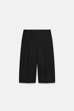 ZARA ПРЯМЫЕ ШОРТЫ С ЗАЩИПАМИ — ZW COLLECTION, ЧЕРНЫЙ