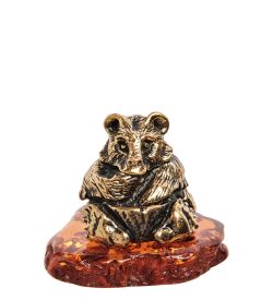Народные промыслы AM-1600 Фигурка «Медведь с медом» (латунь, янтарь)