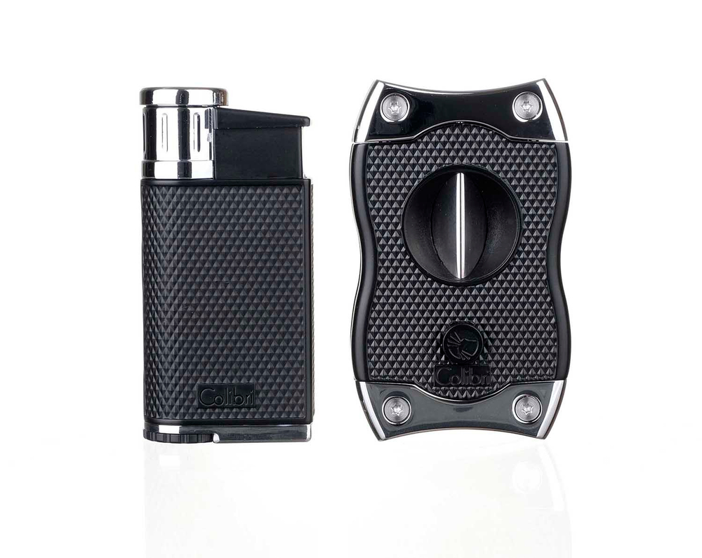 Подарочный набор зажигалка и каттер, Evo, черный-хром GS520C02