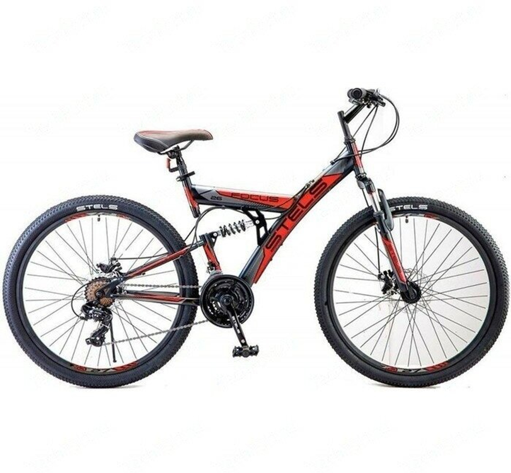 Велосипед STELS Focus MD 26" 21-sp V010 рама 18" Чёрный/красный (требует финальной сборки)