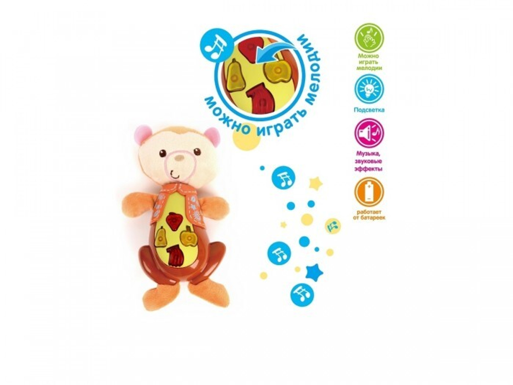 0333373/Игрушка-животное с колыбельными мелодиями, на бат, свет, звук, в/к 12*6, 8*21/54