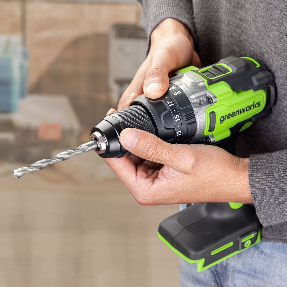 Дрель-шуруповерт ударная акк. Greenworks GD24DD140, 24V,б/щет,70/140Нм,Anti-kickback,2x4Ач,ЗУ,кор (3707607CUD)