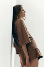 Свободный хлопковый свитшот с рукавами 3/4 - H&M