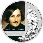 1 доллар. 200 лет Николаю Гоголю. Серия Великие русские умы. Тувалу. 2009 год