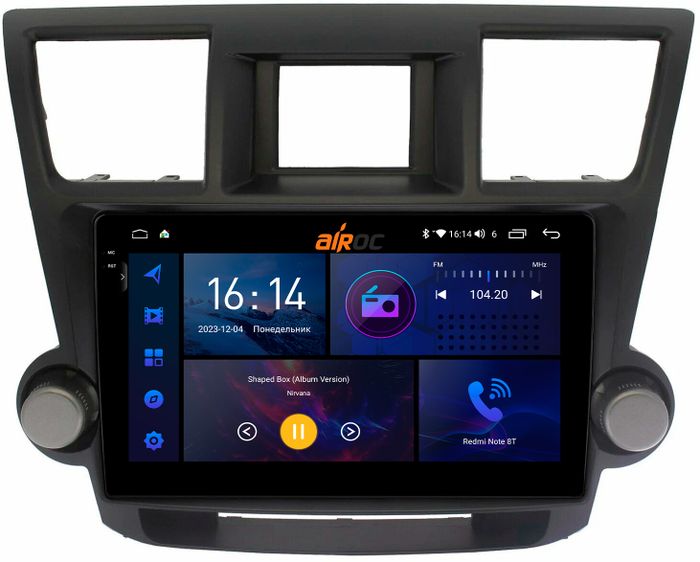 Магнитола для Toyota Highlander 2 2007-2013 XU40 - AIROC 2K RI-1122 Android 12, Быстрая, QLed+2K, CarPlay, SIM-слот (крутилки декоративные)
