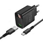 Зарядное устройство для Micro-USB Borofone BA95A QC3.0 с дисплеем (black)