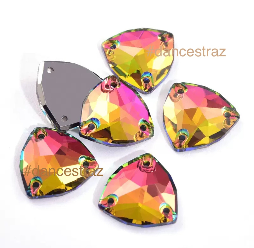 Стразы пришивные, Fat Triangle, Vitrail Medium, 001VM, 16mm, (18 ea/pkg), 5A+best, (F2)