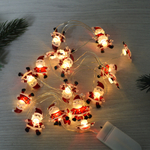 Гирлянда электрическая "Дед Мороз" 2м, 20 ламп LED, 1 режим, на батарейках, теплый белый свет