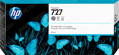 Картридж HP 727 (F9J80A) для DesignJet T920/T930/T1500/T1530/T2500/T2530 серый фото (300 мл)