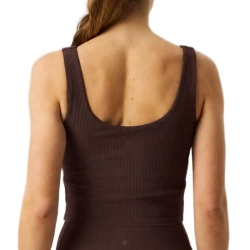 Женский топ теннисный Björn Borg Studio Ribbed V-Neck - coffee bean