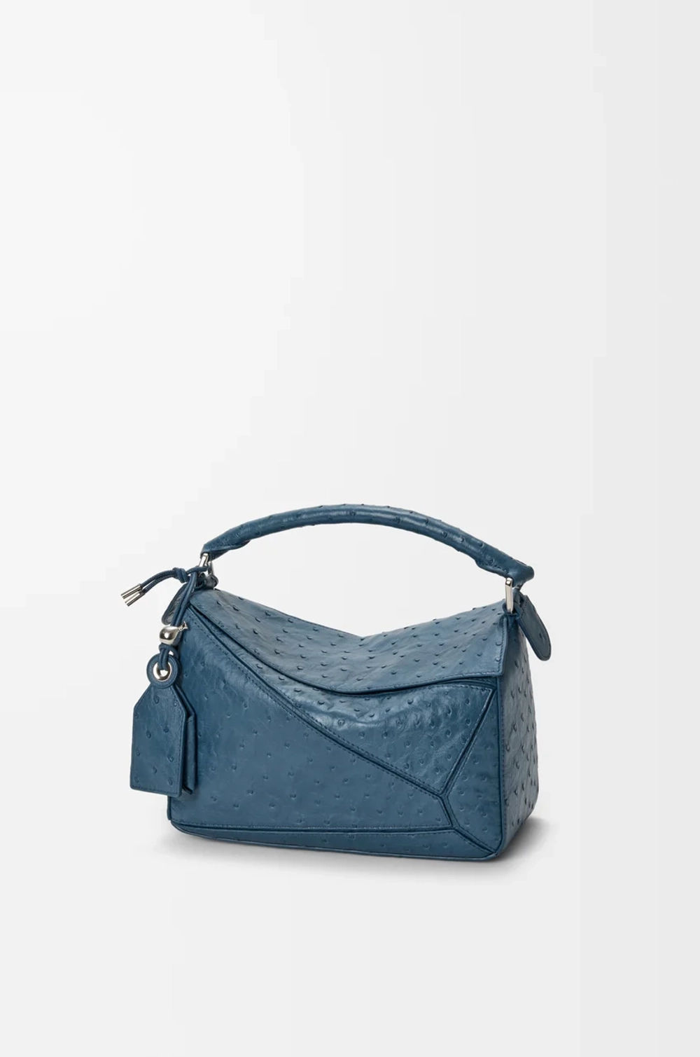 Loewe Маленькая сумка Puzzle Featherlight из страусиной кожи, синий