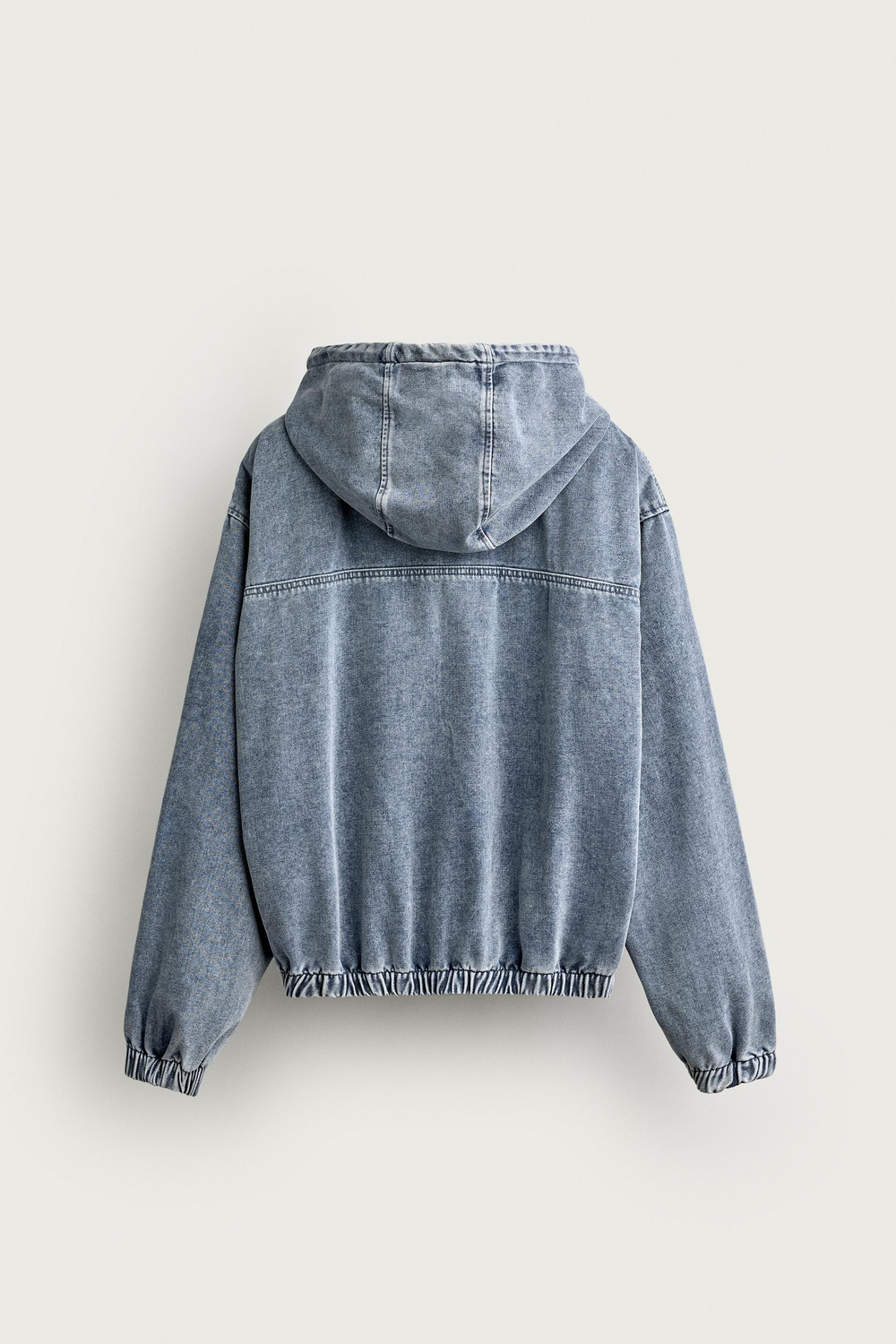 ZARA ДЖИНСОВАЯ КУРТКА С КАПЮШОНОМ, ГОЛУБОЙ