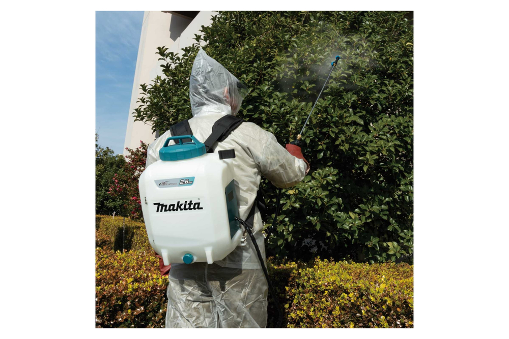Опрыскиватель аккумуляторный Makita LXT 18 В, объем бака 10 л, 3 бар, шланг 1.7 м, двойная форсунка DUS108Z