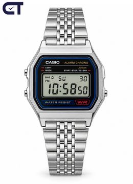 CASIO A159WA-N1 Vintage унисекс наручные часы — винтажный цифровой стиль, стальной браслет и батарея до 7 лет