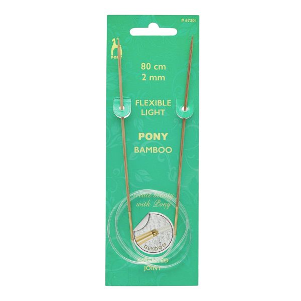 Спицы круговые Pony Bamboo ⌀2.0 мм, 80 см, бамбук, 67301