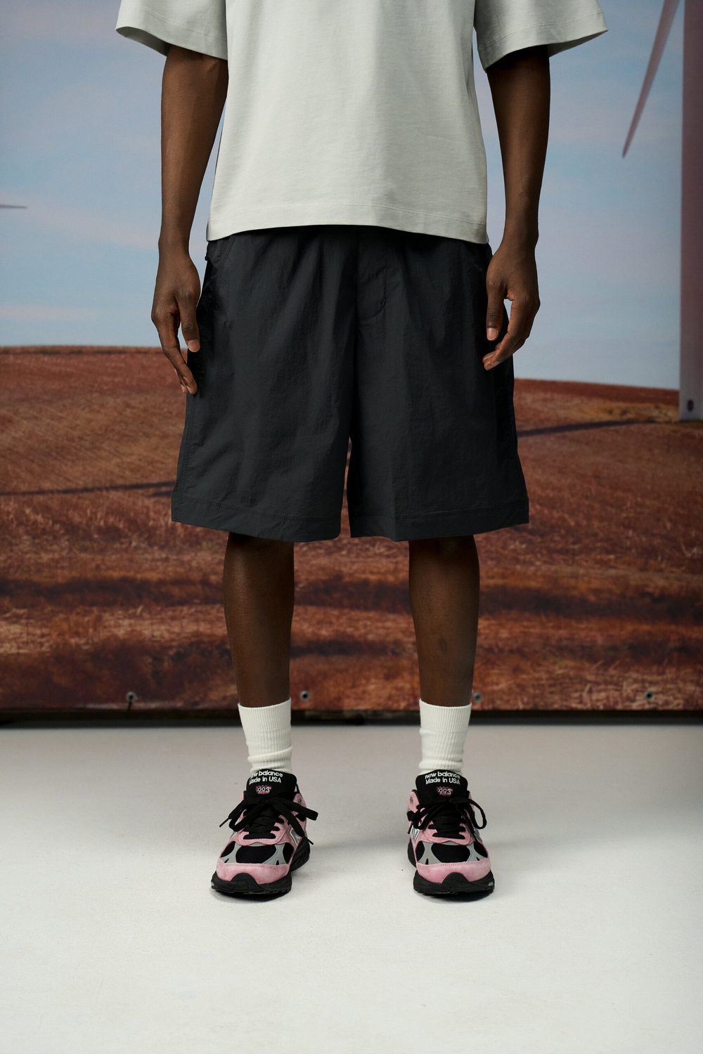 Шорты Nothomme Blue Monte Lightly Wrinkled Shorts "Rock Cliff Gray"