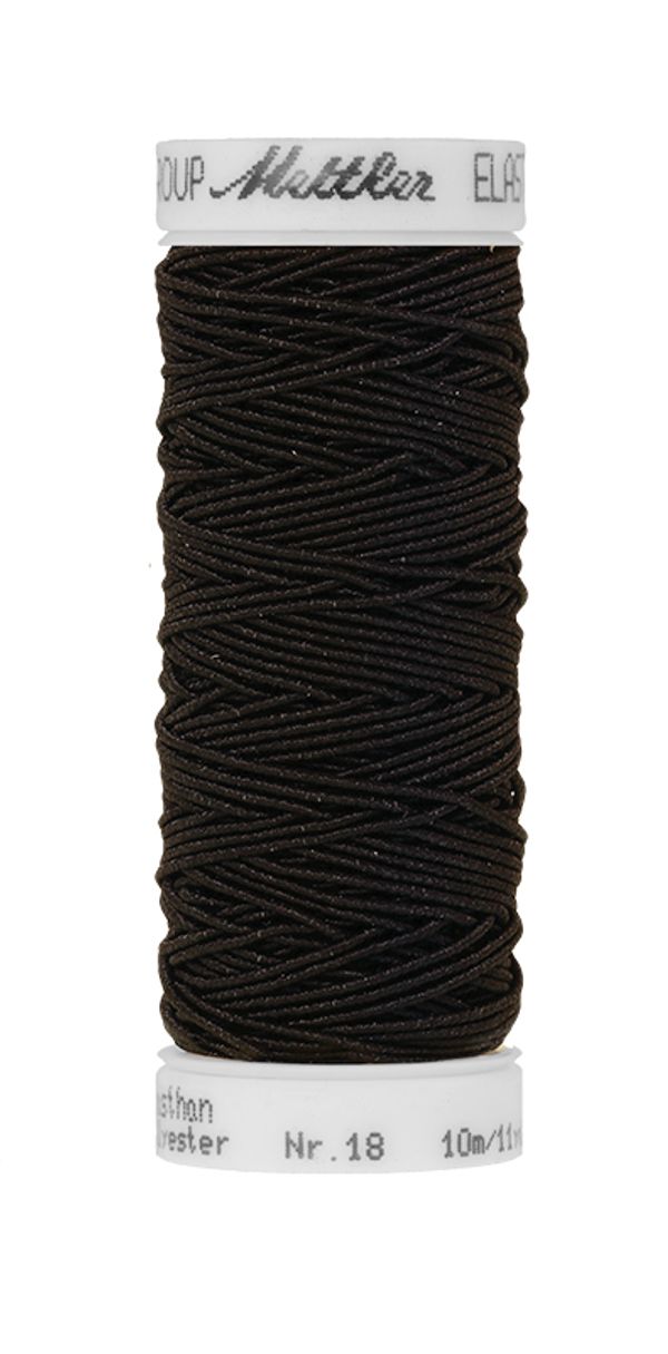 Нитки эластичные (резинка) Mettler Elastic 18 (10 м), 5 кат. | цв. 4000 черный