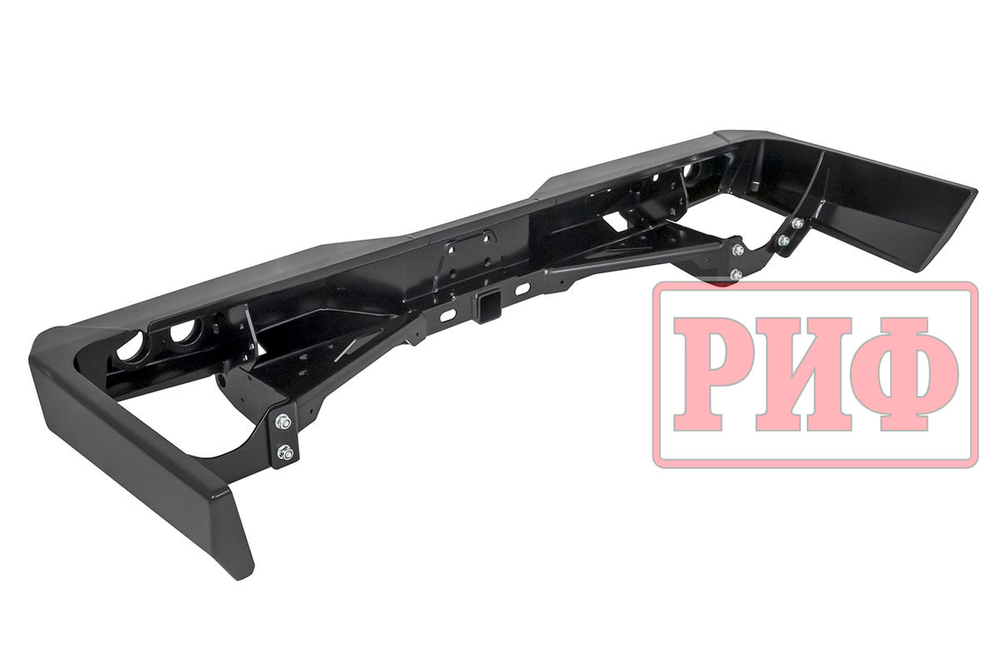 Бампер силовой задний Toyota Land Cruiser 76 2007+ с квадратом под фаркоп и фонарями РИФ