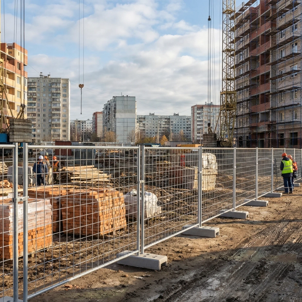 Инвентарное строительное ограждение ИСО Стандарт 2020, порошковая окраска