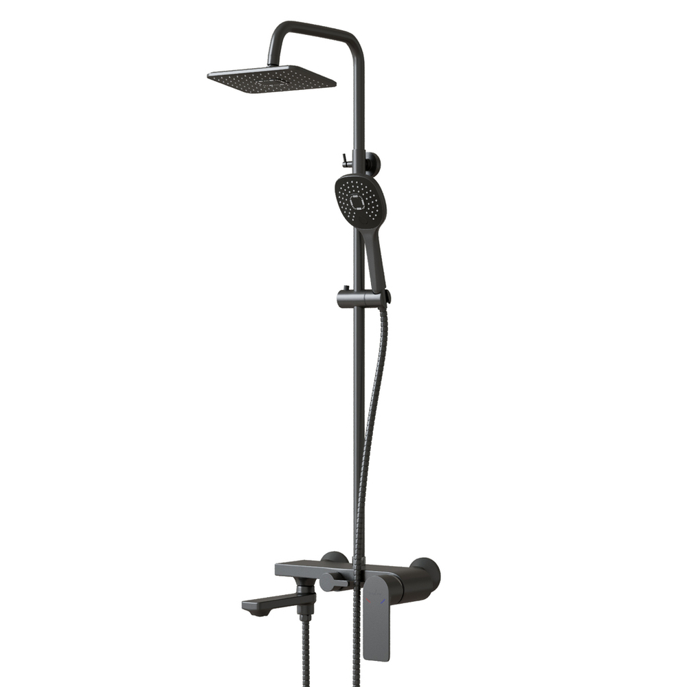 Душевая система 35к MIXLINE МЛ33-06Г(ML33-06GR) "Сити"излив лейка 3 поз. +лейка"Троп. душ" ГРАФИТ