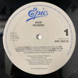 Винтажная виниловая пластинка LP Sade Promise (Нидерланды 1985)