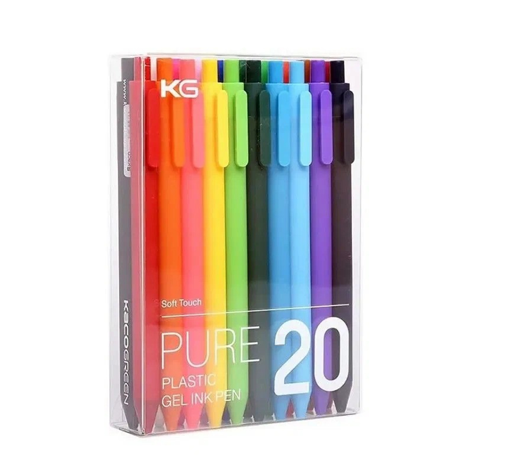 Ручка гелевая Xiaomi KACO Pure Plastic Gel Ink  (комплект 20шт) цветные