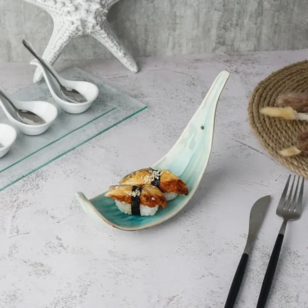 Блюдо для подачи 21*7,4 см h13,5 см для закусок Sea Blue Leaf Frutti di Mare P.L. [1]