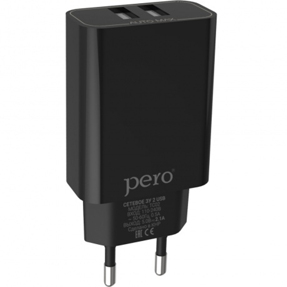 PERO TC02 2USB 2.1A черный СЗУ