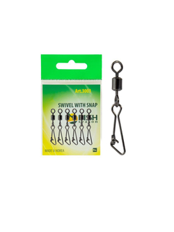 Вертлюжок рыболовный SWIVEL WITH SNAP с застежкой Hooked 3003 №14
