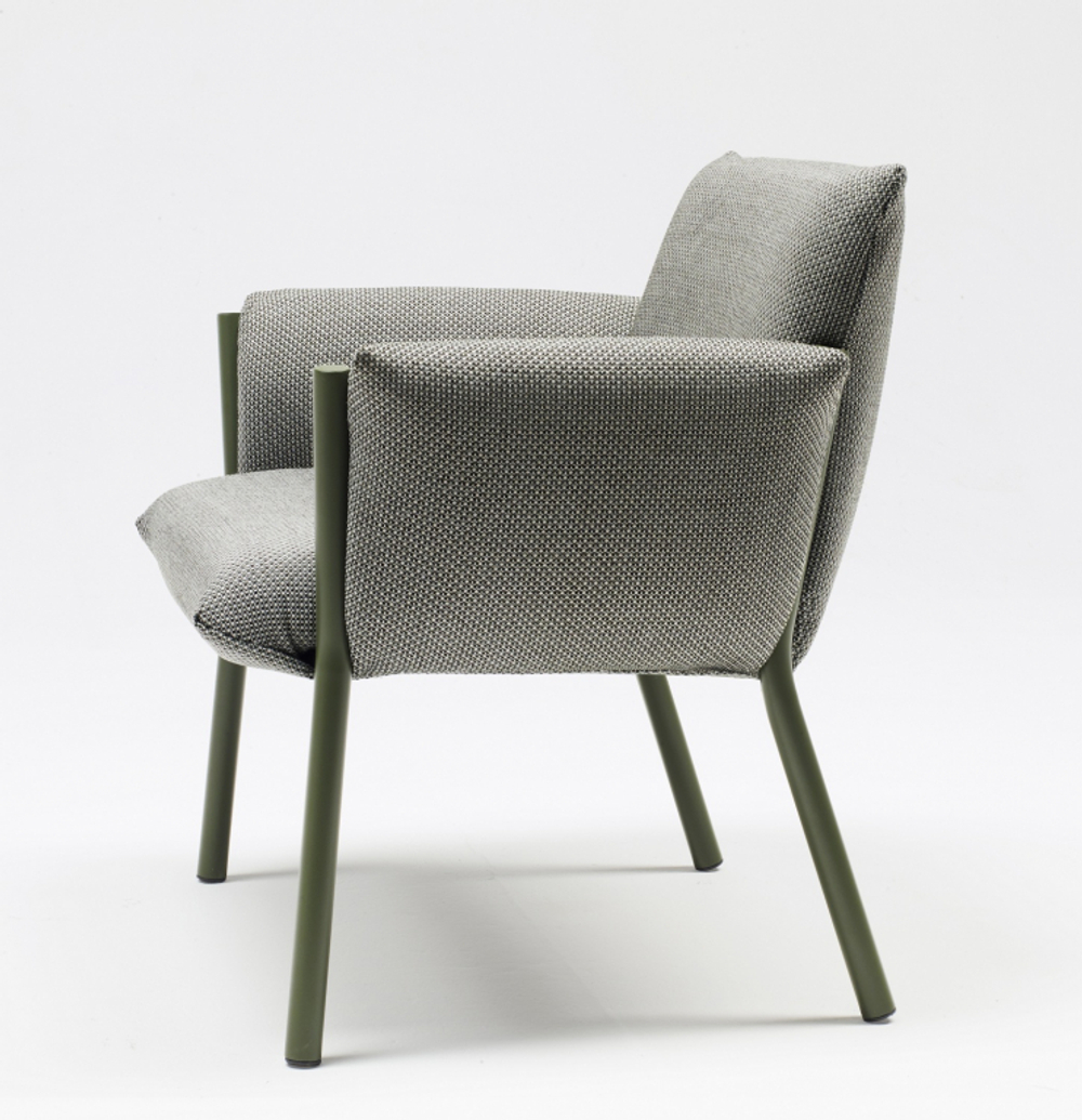 Кресло лаунж металлическое c подушками Scab Design Brezza Lounge, оливковый, серый