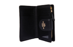 COACH Corner Zip Coated Canvas With Leather Wrist Bag Clutch Pochette Wallet Women"s Brown/Black