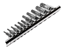 Набор головок торцевых 1/4"-3/8" TORX Т10Н-Т60Н с отверстием 11 предметов JTC
