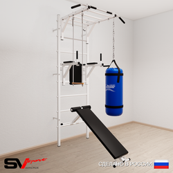 Шведская стенка Sv Sport усиленная 6533 (Турник рукоход/Брусья/Скамья/Трапеция/Цепь/Мешок 30кг)