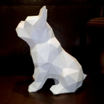 Фигурка БУЛЬДОГ, низкополигональная, дизайнерская. Low Poly Bulldog 24 см., белая