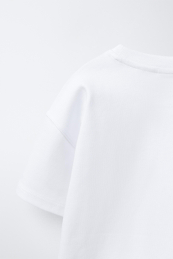 ZARA БАЗОВАЯ ФУТБОЛКА INTERLOCK, БЕЛЫЙ