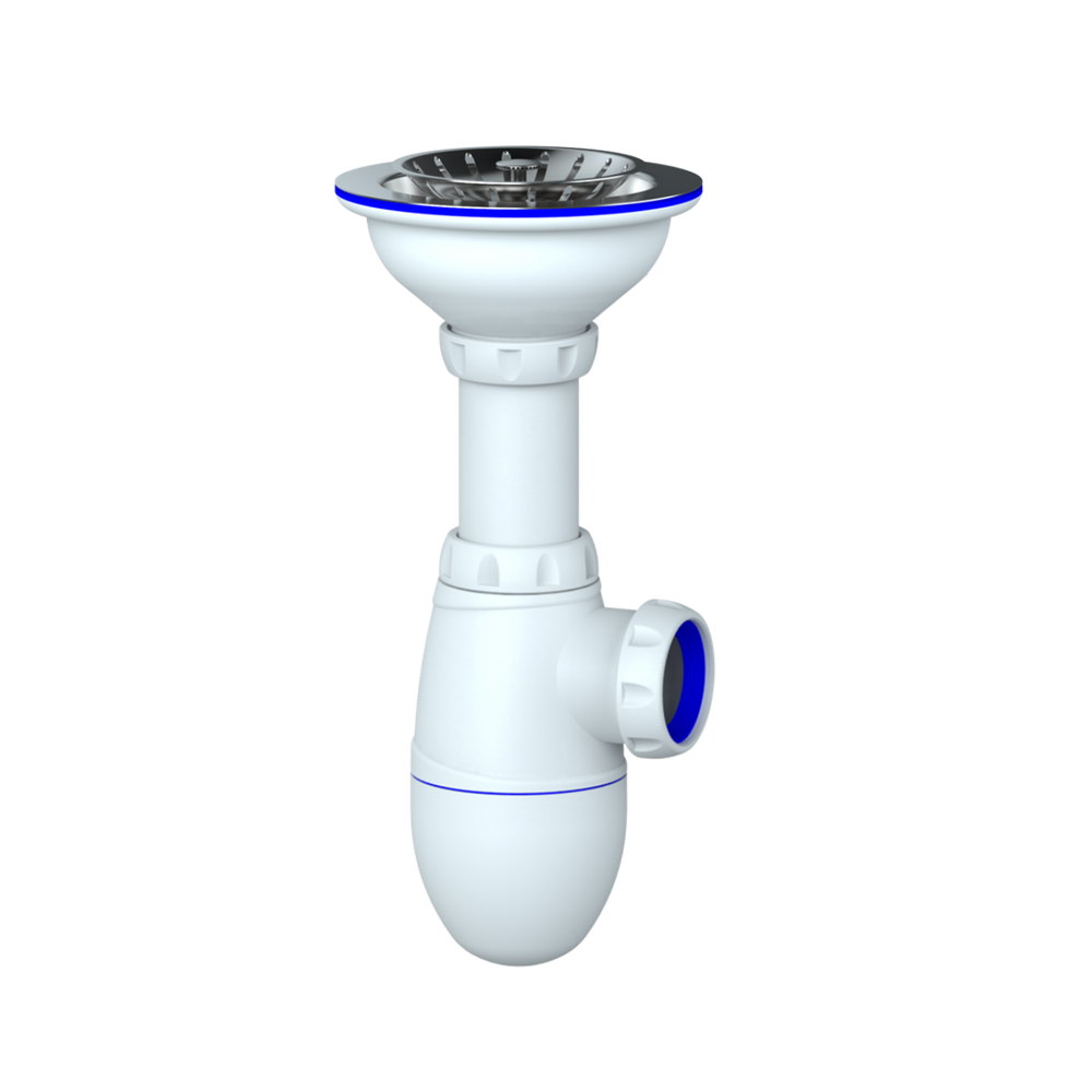 UNICORN B412Р Сифон для мойки с выпуском 3 1/2 на д40 без перелива, без отвода в канализ(нерж)