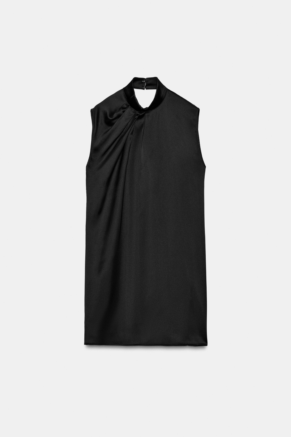 ZARA КОРОТКОЕ АТЛАСНОЕ ПЛАТЬЕ, ЧЕРНЫЙ