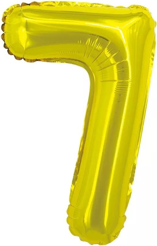 Шар с клапаном (16''/41 см) Мини-цифра, 7, Золото, 1 шт.