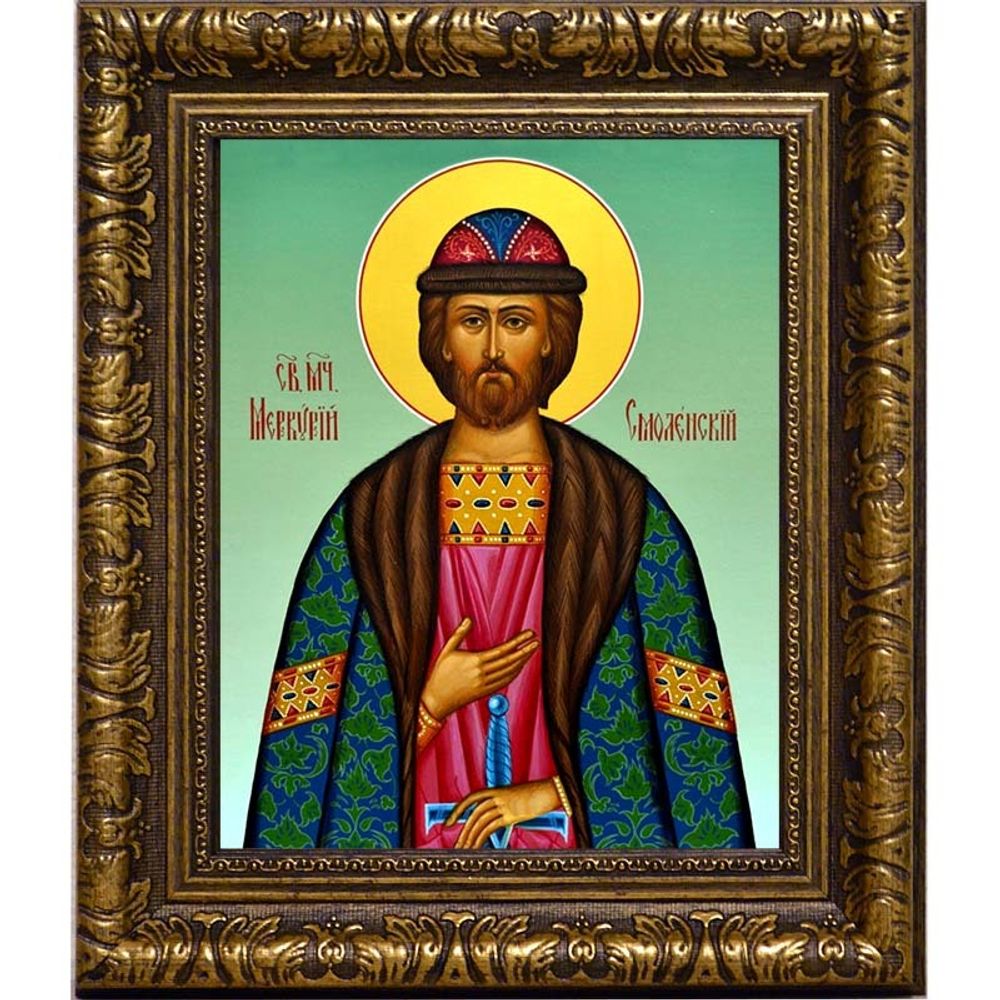 Меркурий Смоленский, воин мученик. Икона на холсте.