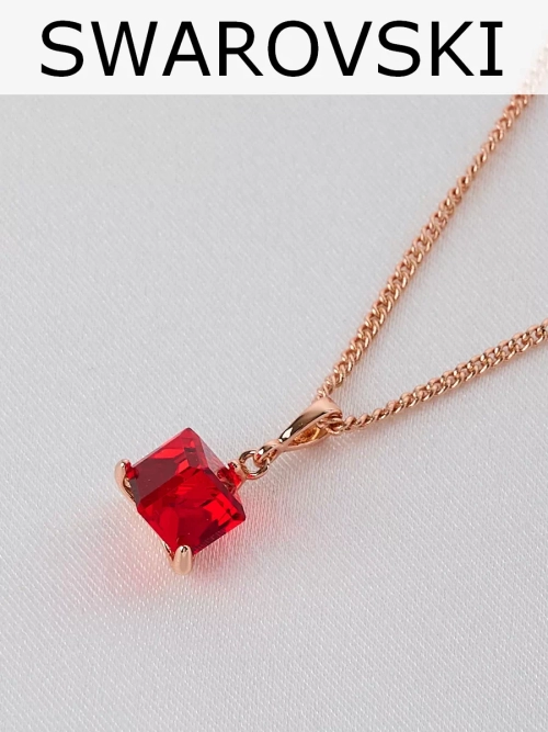 Кулон-кубик Миражи с красным кристаллом Swarovski